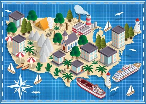 Map of the USA. Stock Illustration