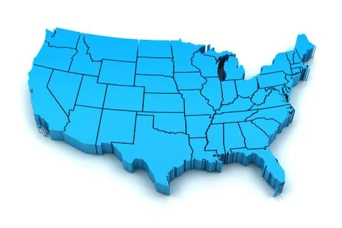 Map of USA with state borders Stock Illustration