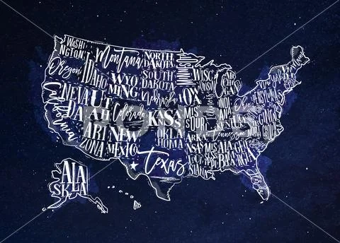 Map USA vintage blue Stock Illustration