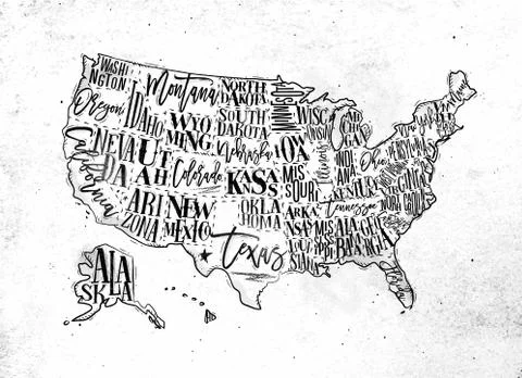 Map USA vintage Stock Illustration