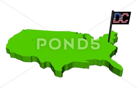 Map of usa with washington dc text american flag illustration Stock Illustration