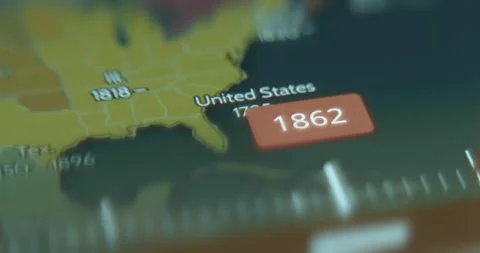 Map of USA since year 1607 timelapse Stock Footage 321755332