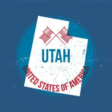 Map Of Utah State Label Illustration