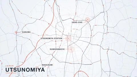 Map of Utsunomiya Stock Footage 340997669