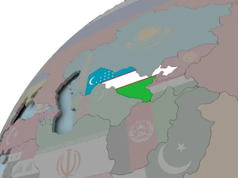 Map of Uzbekistan with flag Stock Illustration