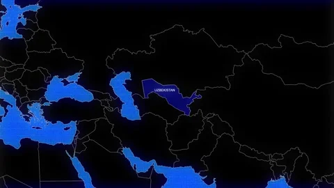 Map Of Uzbekistan Stock Footage 294576770