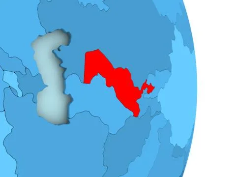 Map of Uzbekistan in red Stock Illustration