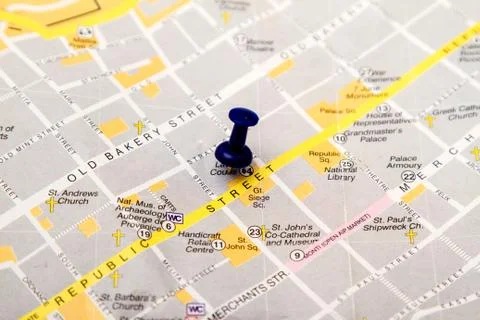 Map of valletta, close up Stock Photos