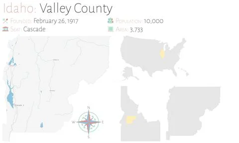 Map of Valley County in Idaho Illustrazione stock