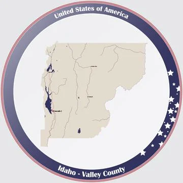 Map of Valley County in Idaho Stock Illustration