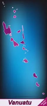 Map of vanuatu with borders in violet Stock Illustration