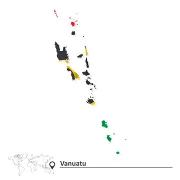 Map of Vanuatu with flag Stock Illustration