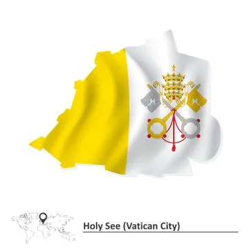Map of Vatican with flag Stock Illustration