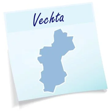 Map of vechta as sticky note Illustrazione stock