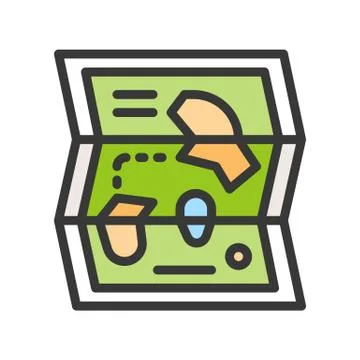 Map vector icon, filled outline style editable stroke Stock Illustration