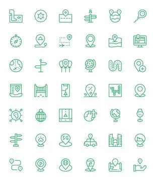 Map Vector Icon Repository containing 42 Regular Line 128x128 Display Perfe.. Stock Illustration