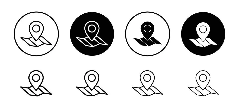 Map vector icon set collection. Map Outline flat Icon. Illustrazione stock