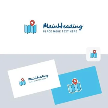 Map  vector logotype with business card template. Elegant corporate identity. Stock Illustration