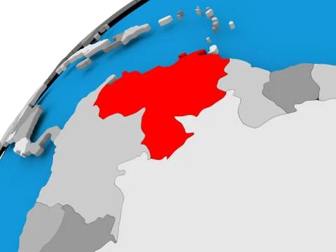Map of Venezuela in red Stock Illustration