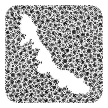 Map of Veracruz State - Covid Collage with Empty Space Stock Illustration