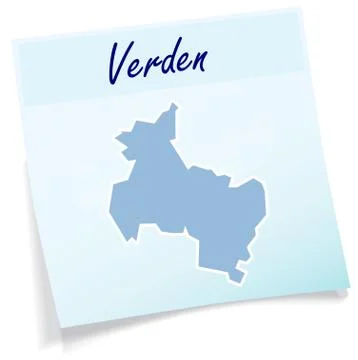 Map of verden as sticky note Stock Illustration