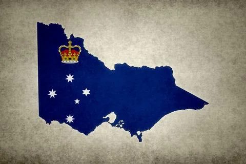 Map of Victoria with its flag on a paper Stock Illustration