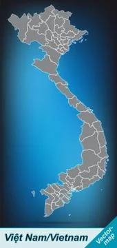 Map of vietnam with borders in bright gray Stock Illustration
