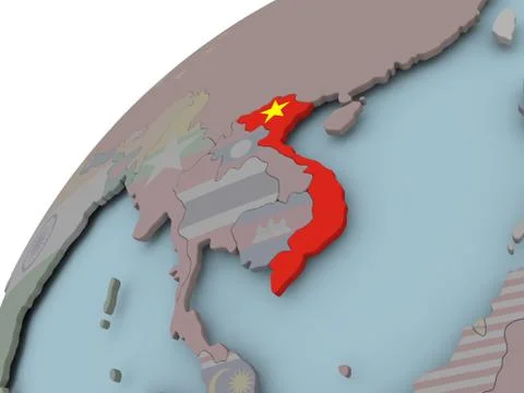Map of Vietnam with flag Stock Illustration