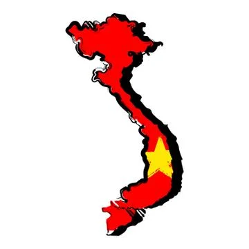 Map of Vietnam with flag Stock Illustration