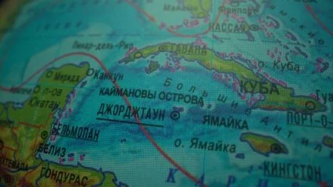 Map view of Cuba from above on globe. Liberty Island. On Globe. Macro shot of Stock Footage 167063233