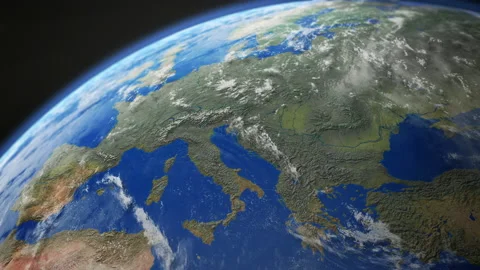 Map view of Europe from above the clouds from space. Stock Footage 147005486