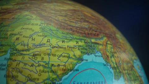 Map view of India on globe. Macro shot. Detail. Shot from space concept. Stock Footage 240948829