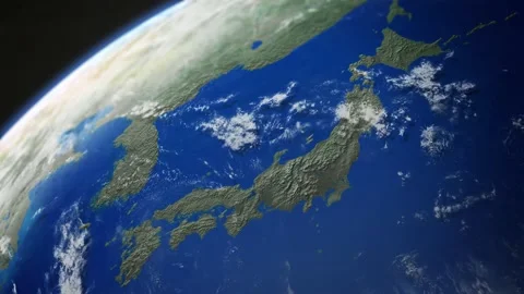 Map view of Japan from above the clouds from space. Stock Footage 147063750