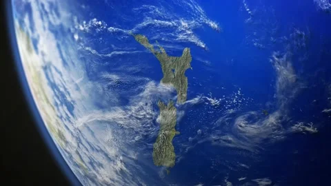 Map view of New Zealand from above the clouds from space. Stock Footage 147064341