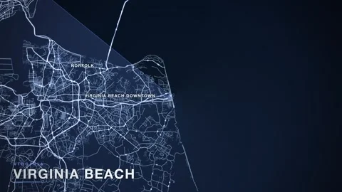 Map of Virginia Beach Stock Footage 340892778