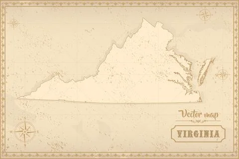 Map of Virginia in the old style Stock Illustration