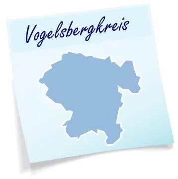 Map of vogelsbergkreis as sticky note Stock Illustration