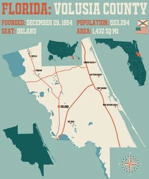 Map of Volusia County in Florida Stock Illustration