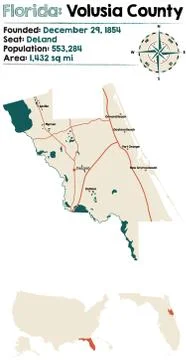 Map of Volusia County in Florida Stock Illustration