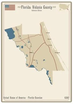 Map of Volusia County in Florida Stock Illustration