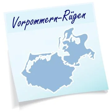 Map of vorpommern-ruegen as sticky note Stock Illustration
