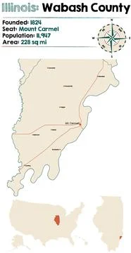 Map of Wabash County in Illinois Stock Illustration