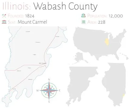 Map of Wabash County in Illinois Stock Illustration