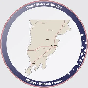 Map of Wabash County in Illinois Stock Illustration