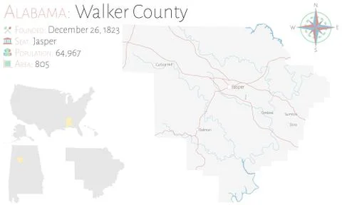 Map of Walker County in Alabama Stock Illustration
