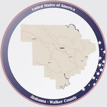 Map of Walker County in Alabama Stock Illustration