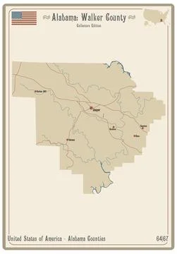 Map of Walker county in Alabama Stock Illustration