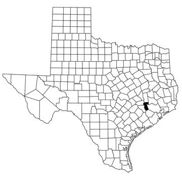 Map of Waller County in Texas state on white background. single County map .. Illustrazione stock