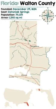 Map of Walton County in Florida Stock Illustration