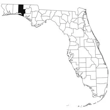 Map of walton County in Florida state on white background. single County ma.. Stock Illustration